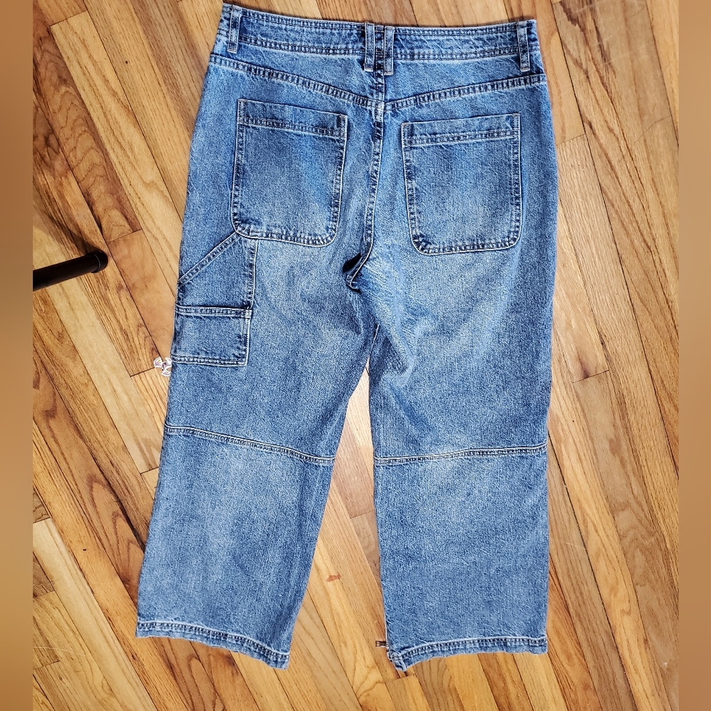 Free People We The Free Cargo Patchwork Jeans Wide Leg Utility Denim Size 29 - Picture 5 of 7